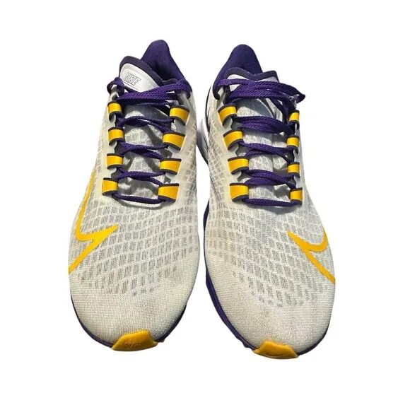 Nike Men's Air Zoom Pegasus 37 LSU Tigers Size 7.5 2020 Running Shoes White #133