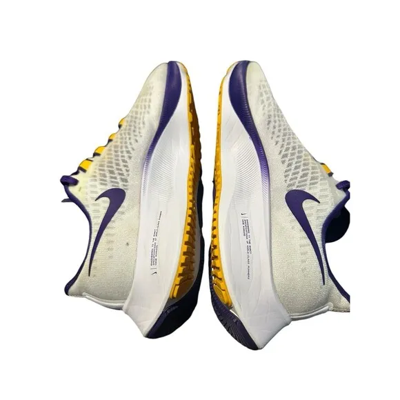 Nike Men's Air Zoom Pegasus 37 LSU Tigers Size 7.5 2020 Running Shoes White #133