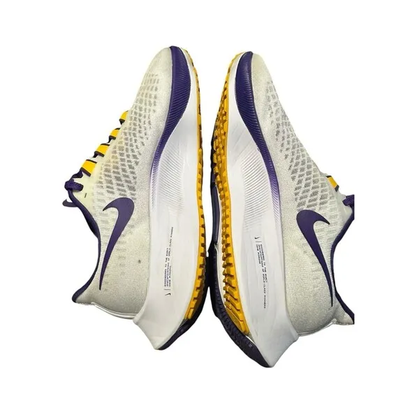 Nike Men's Air Zoom Pegasus 37 LSU Tigers Size 7.5 2020 Running Shoes White #133
