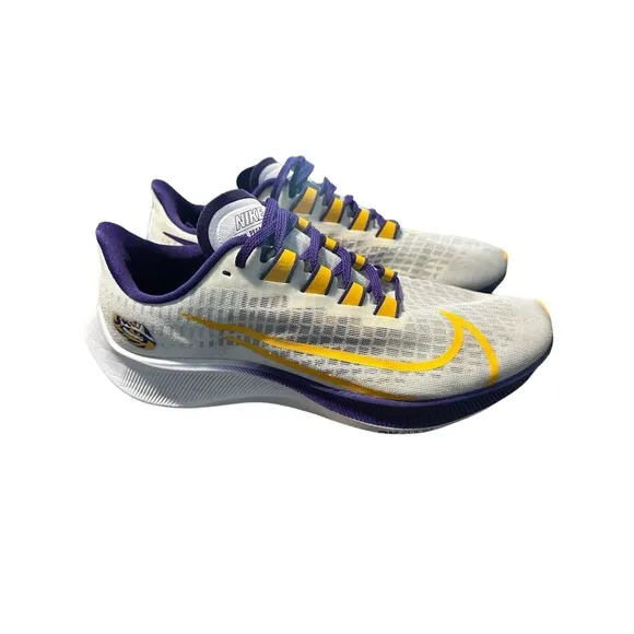 Nike Men's Air Zoom Pegasus 37 LSU Tigers Size 7.5 2020 Running Shoes White #133