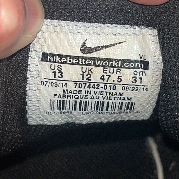 Nike men’s Black and White baseball cleats size 13