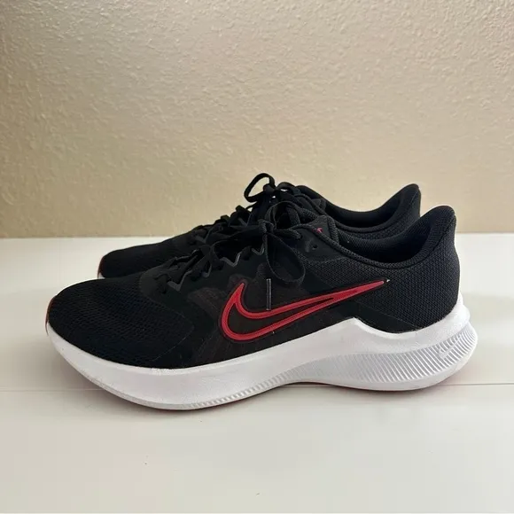 Nike Men's Downshifter 11 Black/Red-White Style CW3411-005 Shoes sz 9.5