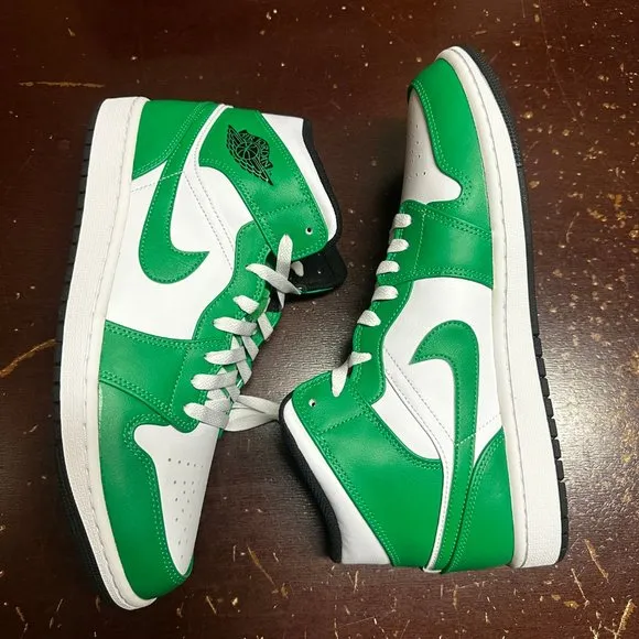 Nike Mens White Green Air Jordan 1 Mid DA8426-301 Basketball Shoes Size US 11