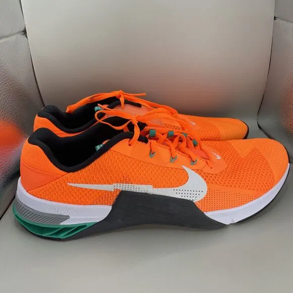 Nike Metcon 7 Mens Size 15 Orange Black White CZ8281-883 Athletic Training Gym