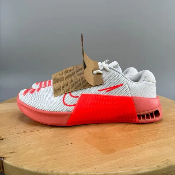 Nike Metcon 9 Womens Size 9 Shoes White Bright Crimson Athletic Sneaker Crossfit