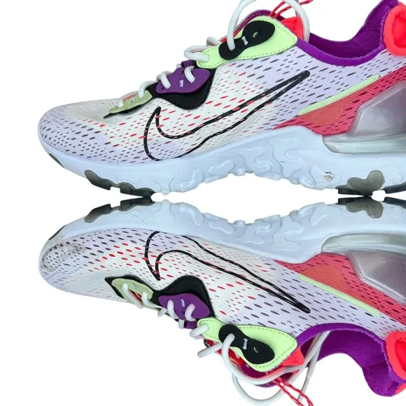 Nike‎ React Vision Barely Volt Laser Crimson Men's Running Shoes Size 10.5