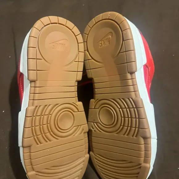 Nike Red and White Athletic Shoes Dunk Low Disruptive fits kids size 4.5 new
