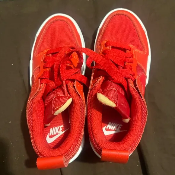 Nike Red and White Athletic Shoes Dunk Low Disruptive fits kids size 4.5 new