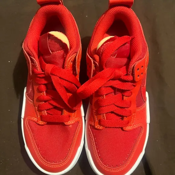 Nike Red and White Athletic Shoes Dunk Low Disruptive fits kids size 4.5 new