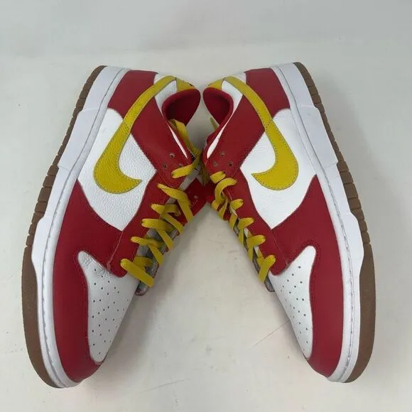 Nike Red White Lace Up Dunk Low Retro USC Low Top Sneakers Shoes Size 12
