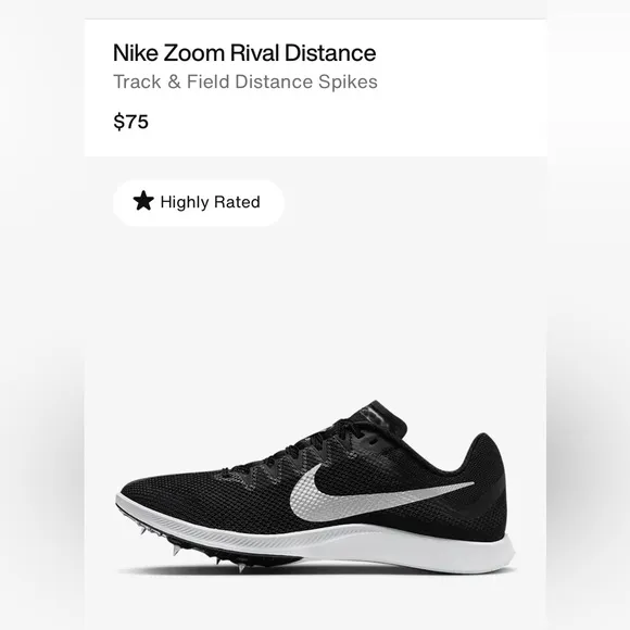 Nike Rival track distance spikes black unisex (sized as men’s), M7/W8.5