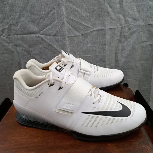 Nike Romaleos 3 852933-100 White/Black CrossFit Men Weightlifting Shoes Sz 15