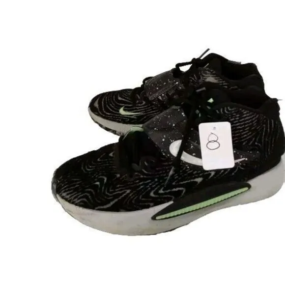 Nike Running Shoes Black Wave Pattern Neon‎ Green Accents Athletic Sneakers