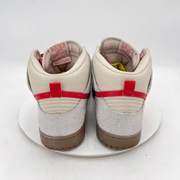 Nike SB Dunk High Pro Men Size 10.5 305050-206 Birch Grey Hyper Red Mid Shoes
