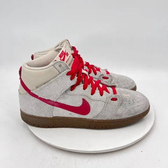 Nike SB Dunk High Pro Men Size 10.5 305050-206 Birch Grey Hyper Red Mid Shoes