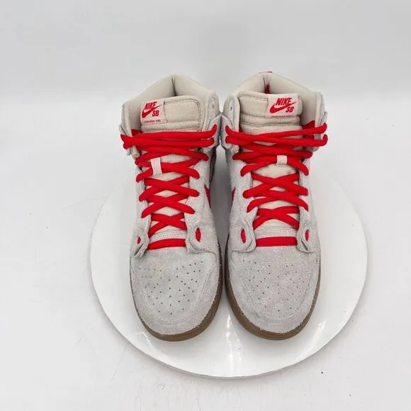 Nike SB Dunk High Pro Men Size 10.5 305050-206 Birch Grey Hyper Red Mid Shoes