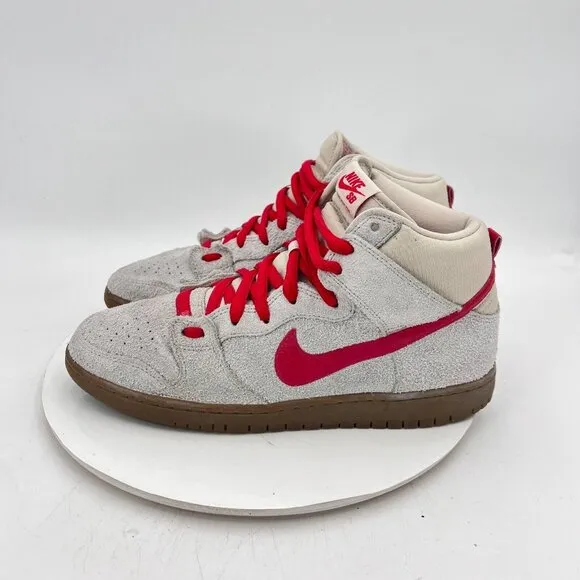 Nike SB Dunk High Pro Men Size 10.5 305050-206 Birch Grey Hyper Red Mid Shoes