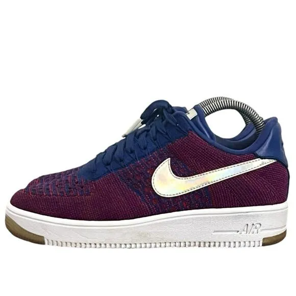 Nike Shoes Men 7 Air Force 1 Ultra Flyknit Low Top 2016 Lightweight Maroon Blue