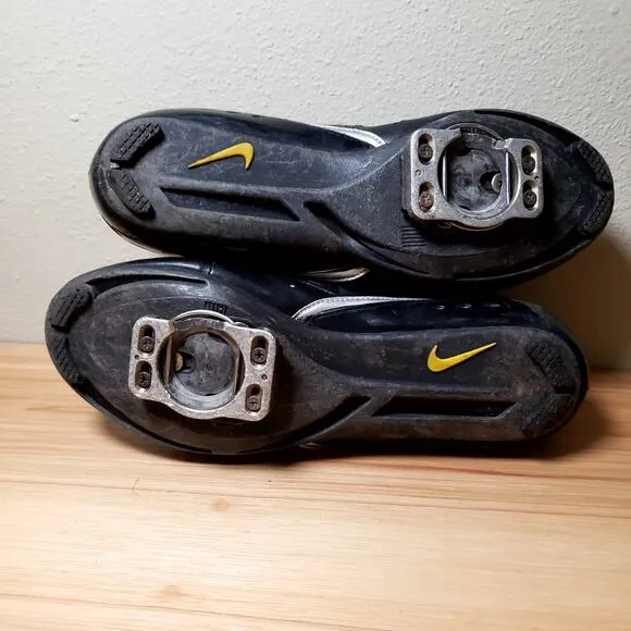 Nike Ventoux II Cycling Shoes Size 45 Black Silver Three 3 Strap Clip In