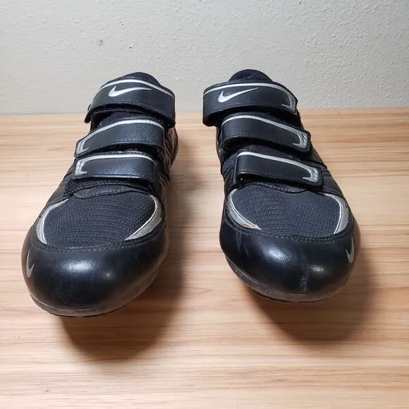 Nike Ventoux II Cycling Shoes Size 45 Black Silver Three 3 Strap Clip In