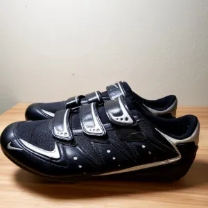 Nike Ventoux II Cycling Shoes Size 45 Black Silver Three 3 Strap Clip In