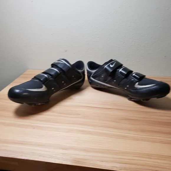 Nike Ventoux II Cycling Shoes Size 45 Black Silver Three 3 Strap Clip In