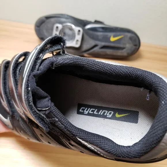 Nike Ventoux II Cycling Shoes Size 45 Black Silver Three 3 Strap Clip In
