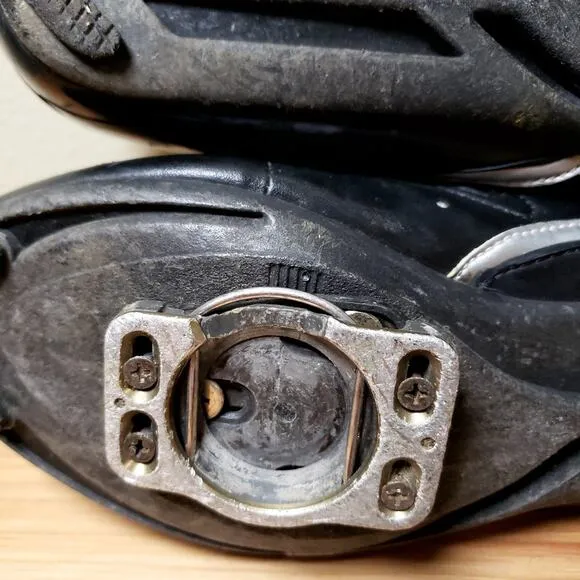 Nike Ventoux II Cycling Shoes Size 45 Black Silver Three 3 Strap Clip In
