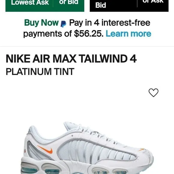 Nike Women's Air Max TailWind Platinum Tint shoes size 7.5 GS 6y.   643