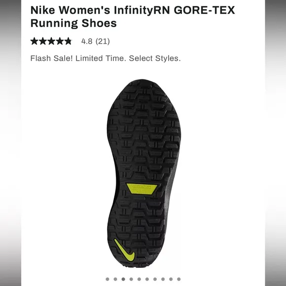 Nike Women's Black InfinityRN GORE-TEX Running Shoes Size 8 FB2197-002