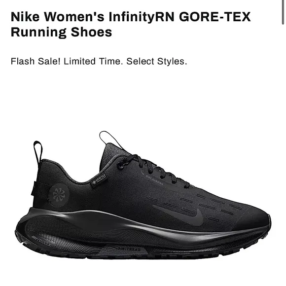 Nike Women's Black InfinityRN GORE-TEX Running Shoes Size 8 FB2197-002