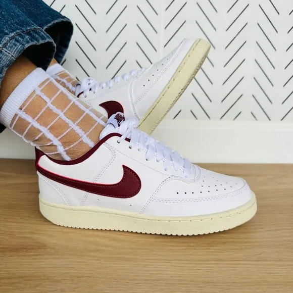 🤩Nike Women's Shoes Court Vision Lo Sz 6 Next Nature Retro DH3158-106 White Red