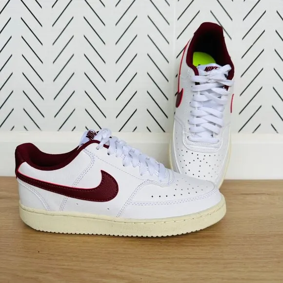 🤩Nike Women's Shoes Court Vision Lo Sz 6 Next Nature Retro DH3158-106 White Red