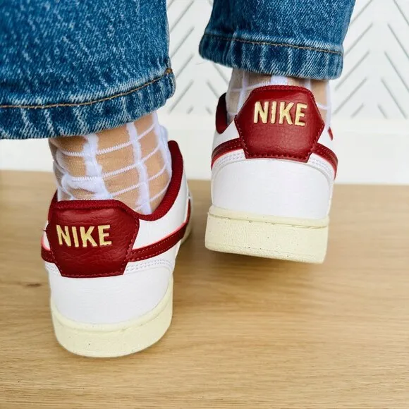 🤩Nike Women's Shoes Court Vision Lo Sz 6 Next Nature Retro DH3158-106 White Red