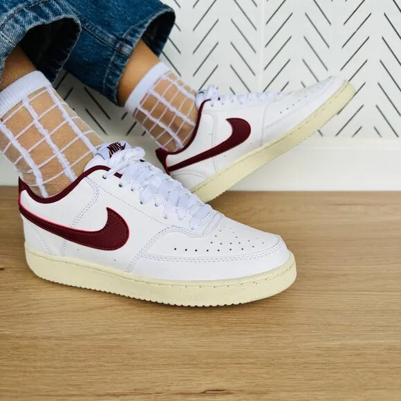 🤩Nike Women's Shoes Court Vision Lo Sz 6 Next Nature Retro DH3158-106 White Red