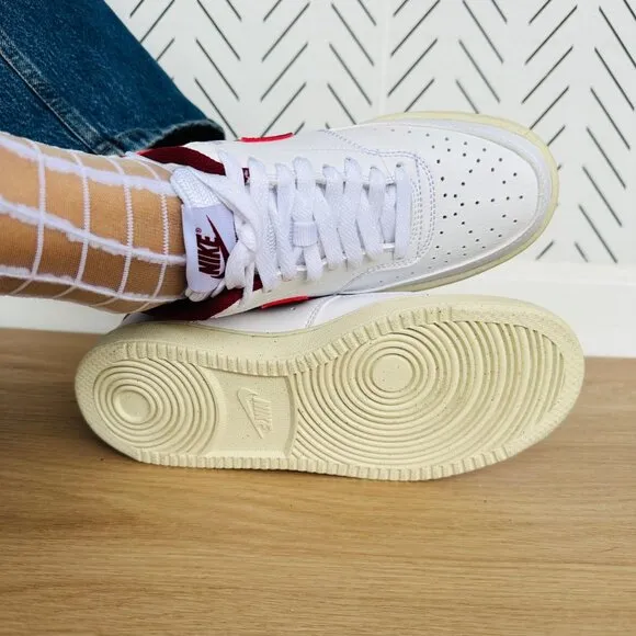 🤩Nike Women's Shoes Court Vision Lo Sz 6 Next Nature Retro DH3158-106 White Red