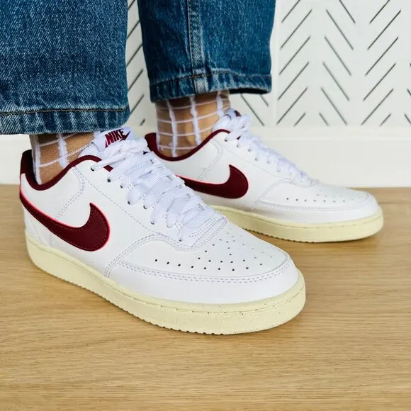 🤩Nike Women's Shoes Court Vision Lo Sz 6 Next Nature Retro DH3158-106 White Red