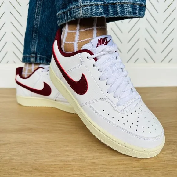 🤩Nike Women's Shoes Court Vision Lo Sz 6 Next Nature Retro DH3158-106 White Red