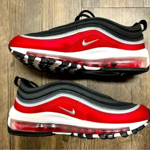 Nike Youth Boys Air Max 97 SE Shoes Black Metallic Silver Varsity Red Size 5.5