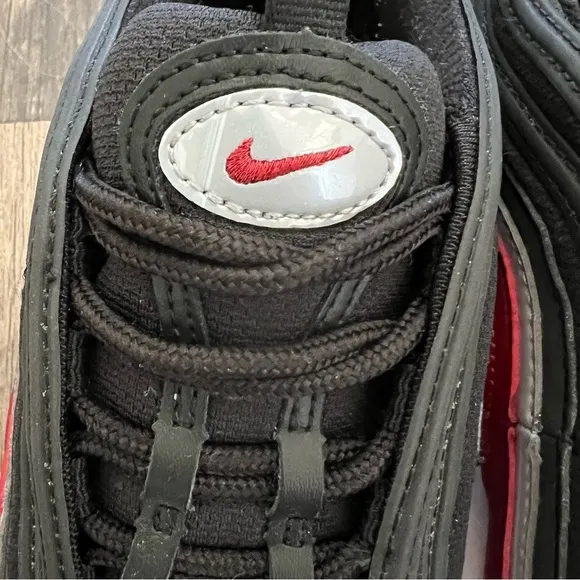 Nike Youth Boys Air Max 97 SE Shoes Black Metallic Silver Varsity Red Size 5.5