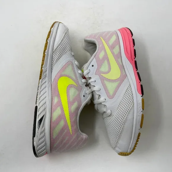 Nike Zoom Fly Run Shoes Womens Sz 8 White Pink Yellow 1.0.4.7:I.3.4