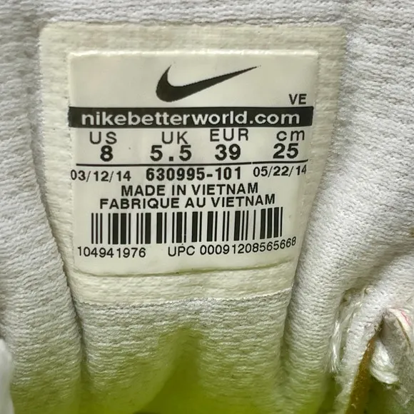 Nike Zoom Fly Run Shoes Womens Sz 8 White Pink Yellow 1.0.4.7:I.3.4