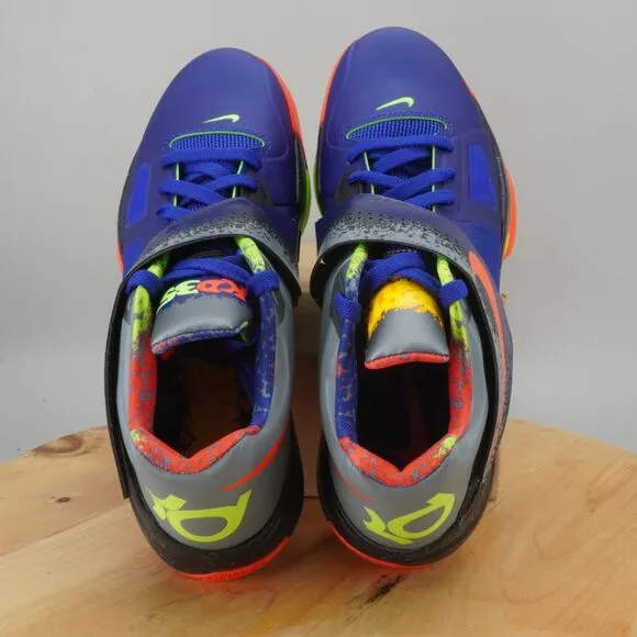Nike Zoom KD 4 Nerf Mens Size 10.5 Basketball Shoes Blue Orange Volt Sneakers