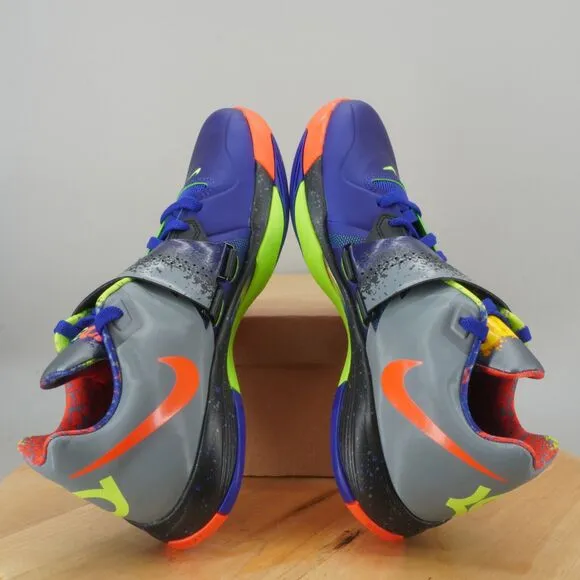 Nike Zoom KD 4 Nerf Mens Size 10.5 Basketball Shoes Blue Orange Volt Sneakers