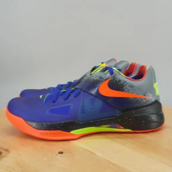 Nike Zoom KD 4 Nerf Mens Size 10.5 Basketball Shoes Blue Orange Volt Sneakers