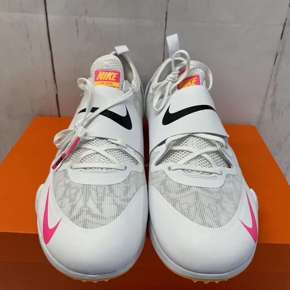 Nike Zoom Pole Vault Elite Track Shoes White Orange Men's Size 14 AA1204-101