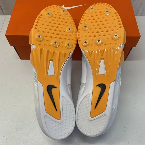 Nike Zoom Pole Vault Elite Track Shoes White Orange Men's Size 14 AA1204-101