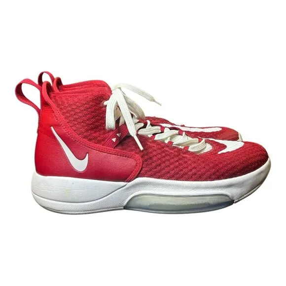 Nike Zoom Rise Men’s Mid Top Basketball Shoes Size 11.5 CN9502-604 Red &amp;White