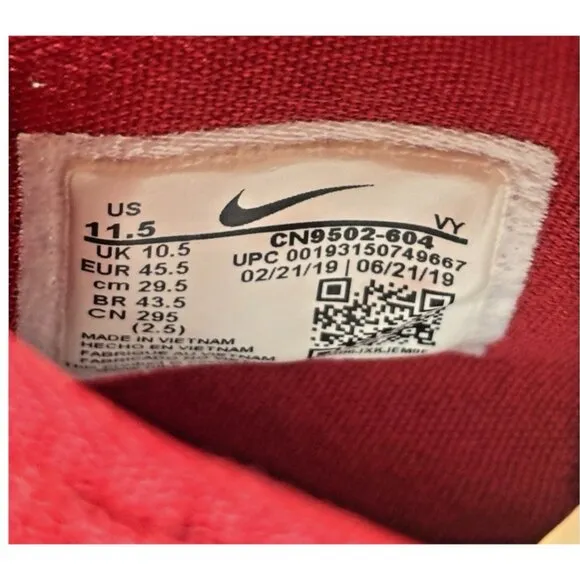 Nike Zoom Rise Men’s Mid Top Basketball Shoes Size 11.5 CN9502-604 Red &amp;White