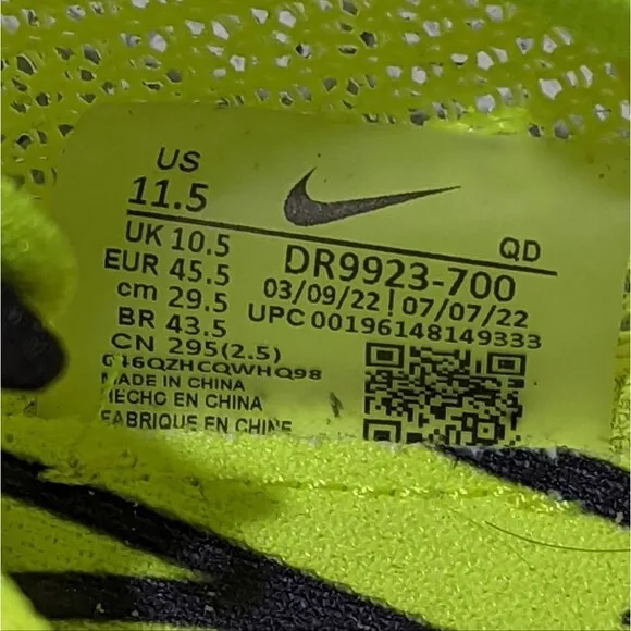 Nike Zoom Superfly Elite 2 track shoes neon yellow Olympics Paris mens size 11.5